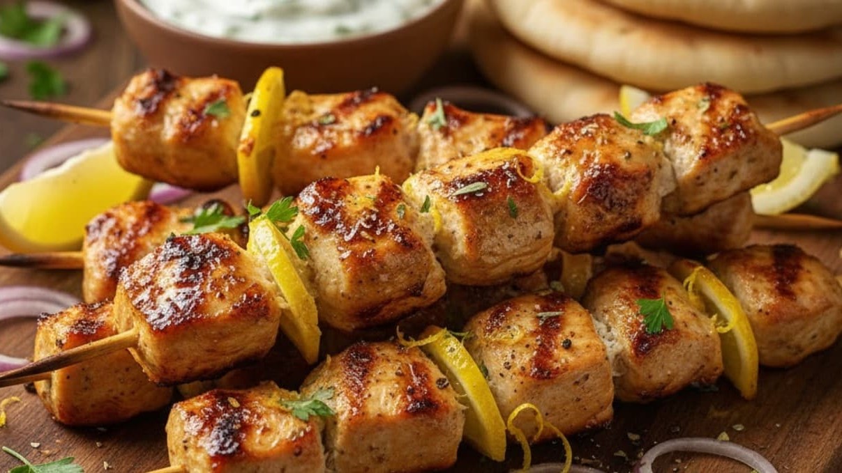 Suvlaki od piletine na ražnju sa limunom i čubrom