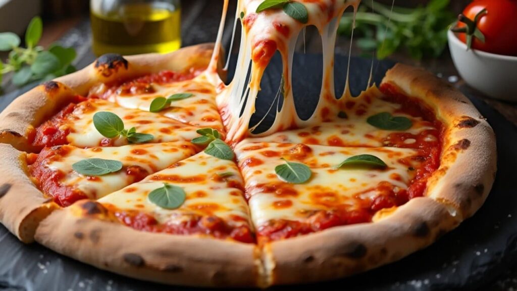 Napolitanska pizza sa svežim paradajzima, mozzarellom i origanom