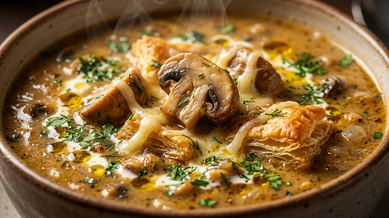 Čorba od šampinjona sa kačkavaljem i lisnatim testom | Vrhunski recept i tehnika