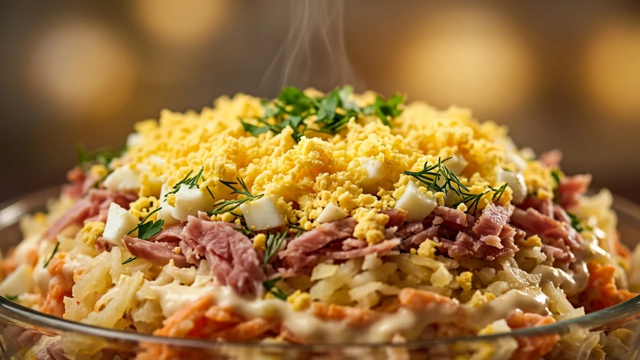 Mimoza salata: Originalni recept sa kuvanim jajima i domaćim šunkoflekom | Vodič za savršenstvo