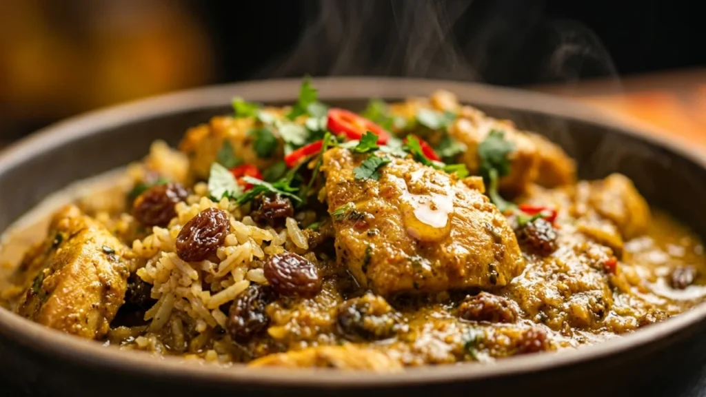 Pileći file u sosu od karija sa pirinčem i suvim grožđem | Recept za savršenstvo