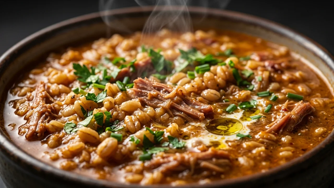 Sarajevska Harisa sa Pšenicom i Dimljenom Kolenicom | Recept i Tehnika