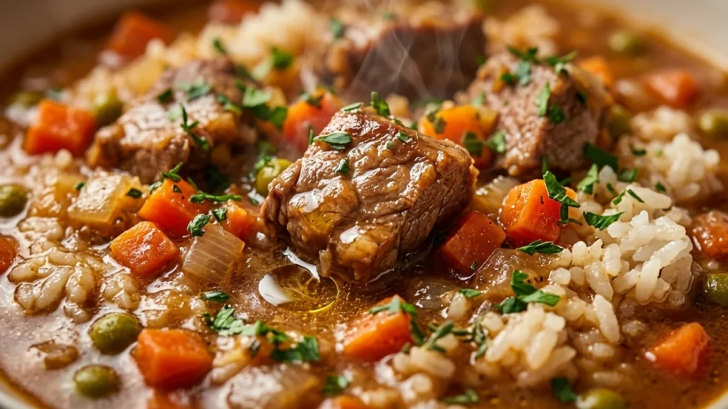 Teleća Karaba Dinstana sa Povrćem i Pirinčem – Savršen Nedeljni Ručak | Recept