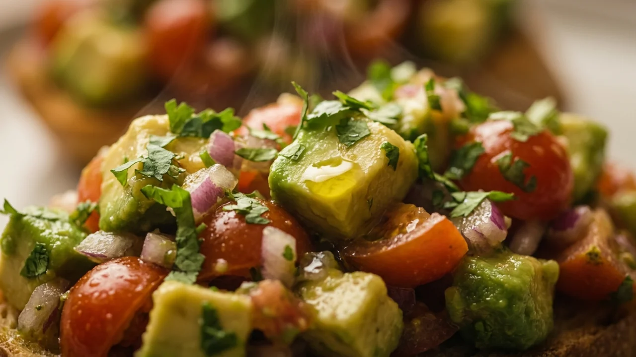 Bruschetta sa avokadom, paradajzom i crvenim lukom | Savršeni recept za laganu zalogaj