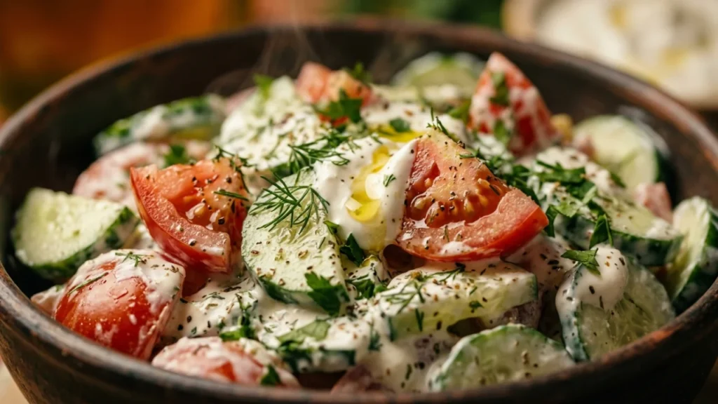 Brza letnja salata sa krastavcima, paradajzom i kiselim vrhnjem | Savršen recept