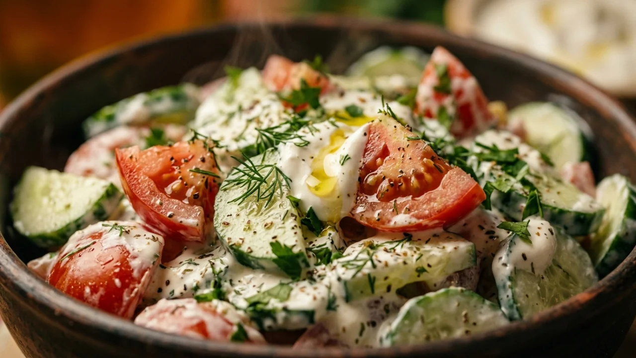 Brza letnja salata sa krastavcima, paradajzom i kiselim vrhnjem | Savršen recept