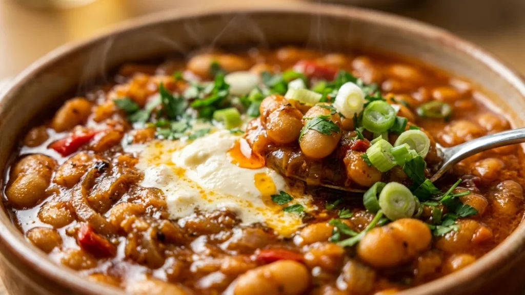 Domaći prebranac sa kajmakom i mladim lukom | Vrhunski vegetarijanski recept