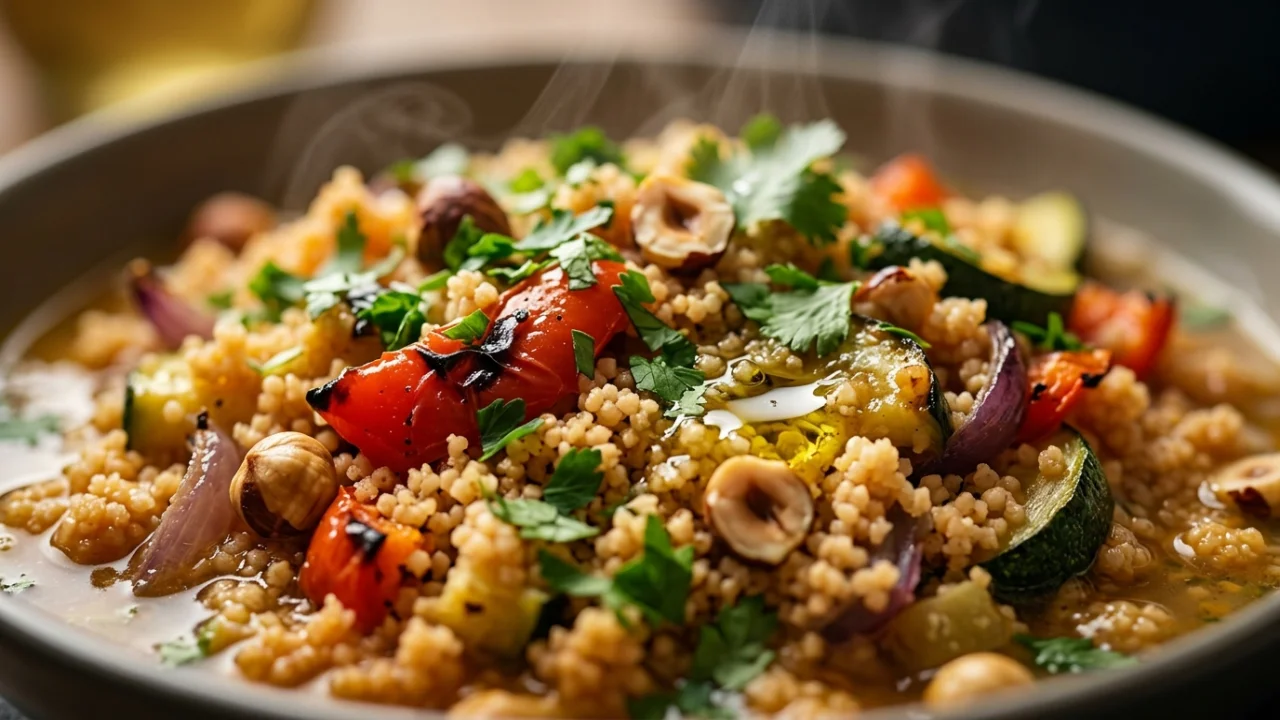 Integralni kuskus sa povrćem, lešnicima i limunovim prelivom | Recept za savršen obrok