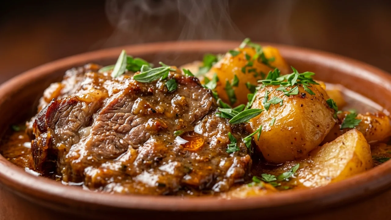 Juneći But Sporo Pečen sa Krompirom i Čubrom: Savršenstvo Balkanske Gastronomije | Recept i Tehnika