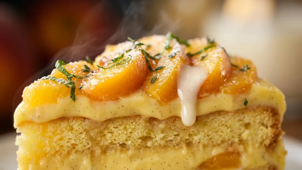 Kremasti kolač sa breskvama i vanil kremom | Vrhunski recept i tehnika