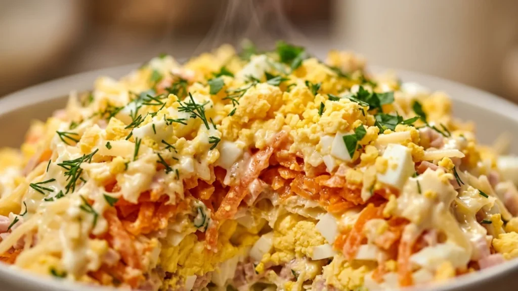 Mimoza salata: Recept za savršenu salatu sa šargarepom, jajima i pavlakom