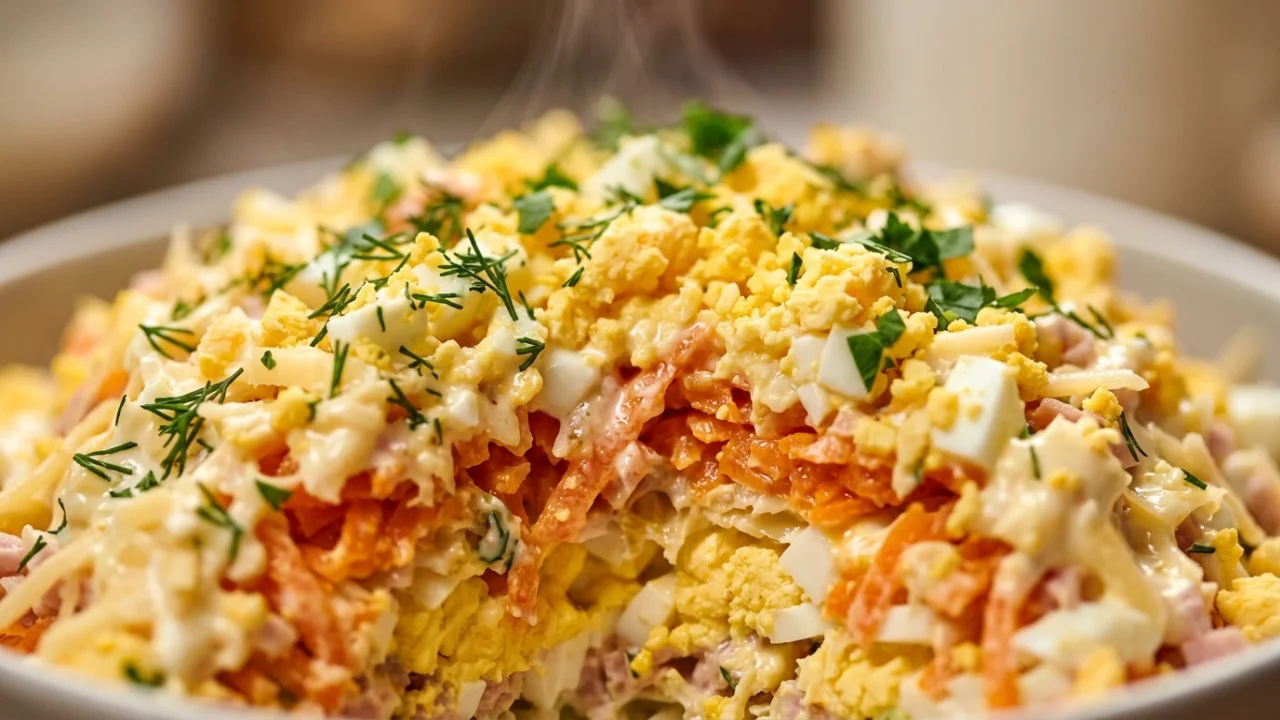 Mimoza salata: Recept za savršenu salatu sa šargarepom, jajima i pavlakom