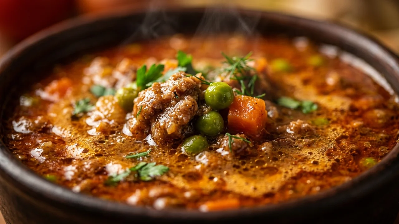 Mleveno meso sa graškom i povrćem u gustom sosu | Recept i tehnika pripreme