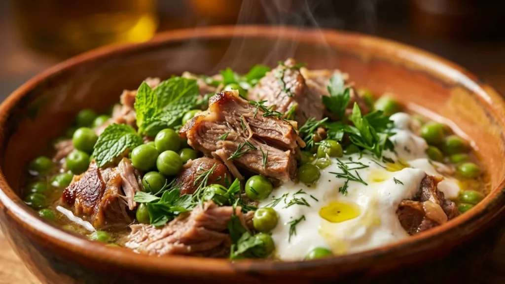 Obrok salata sa jagnjetinom, kuvanim graškom i jogurtom | Recept i tehnika