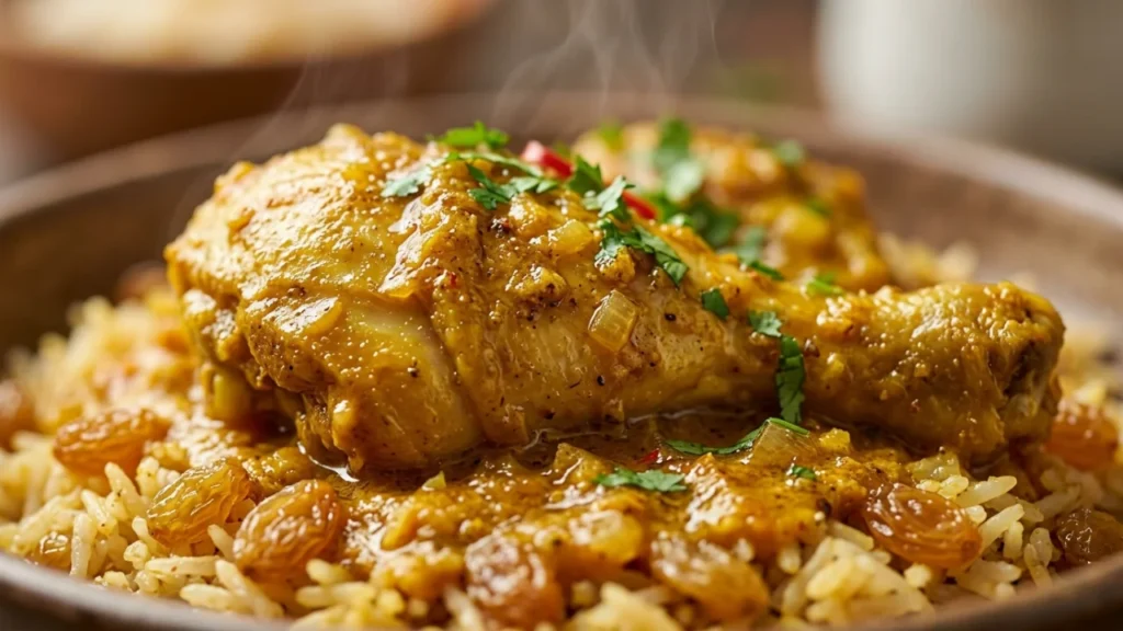 Pileći batak u sosu od karija sa pirinčem i suvim grožđem | Recept za savršenstvo