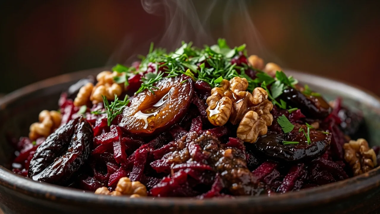 Posna salata od cvekle sa orasima i suvim šljivama | Recept i tehnika