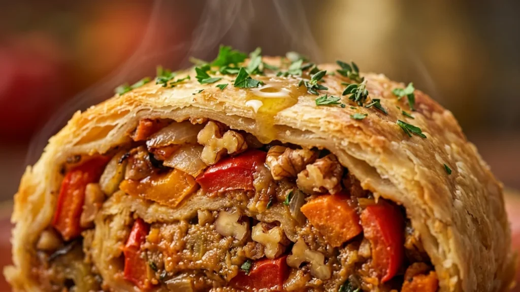 Posni rolat sa pečenim povrćem i orasima u gotovim korama | Savršen recept bez mesa