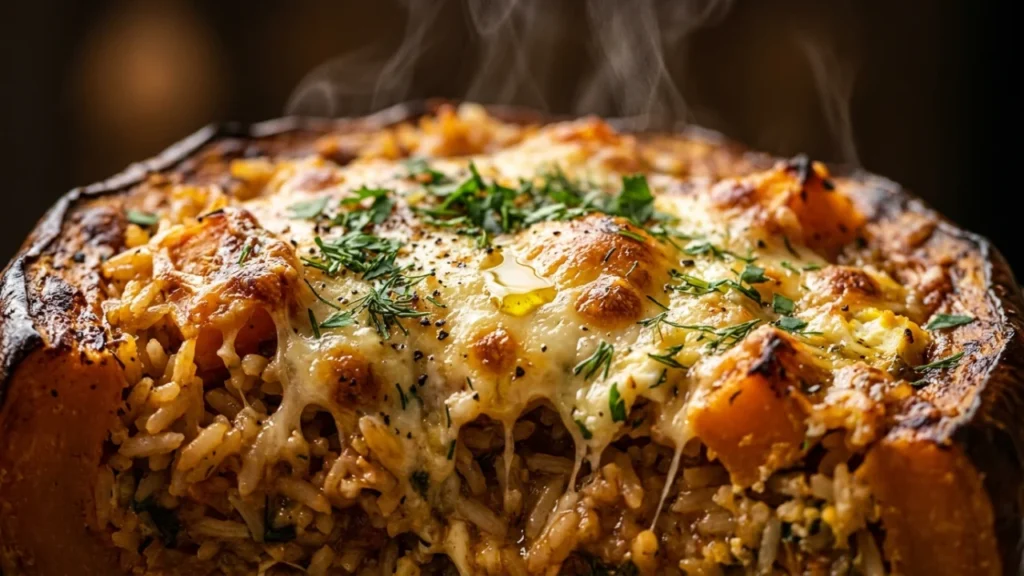 Punjena bundeva sa rižom, sirom i jajima u rerni | Autentični recept i tehnika