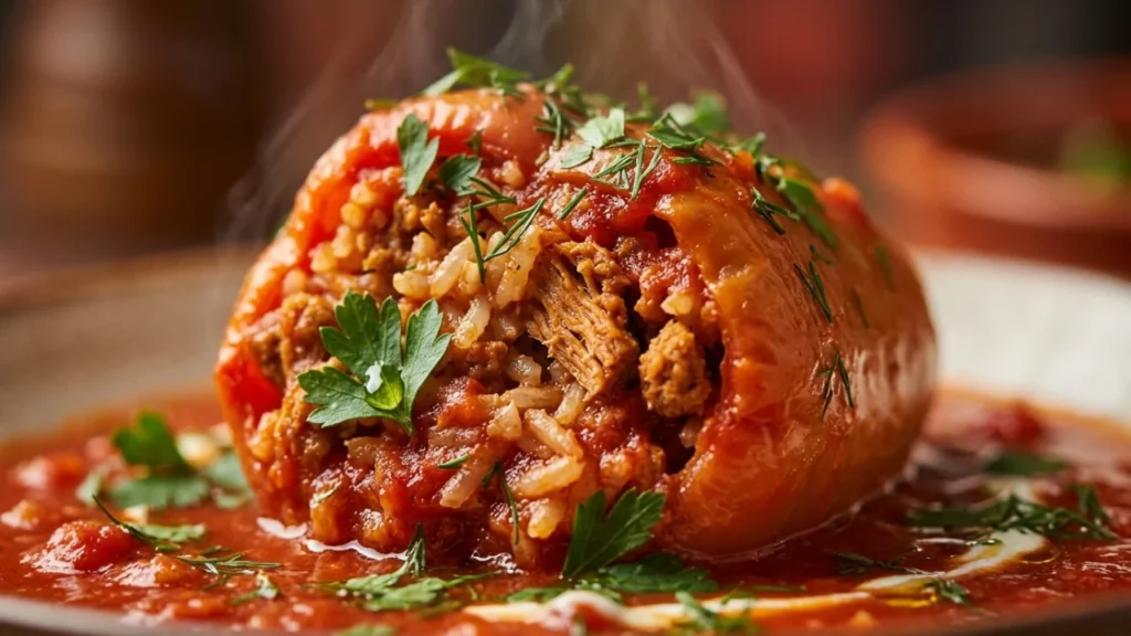 Punjena paprika sa rižom, sojinim mesom i paradajz sosom | Savršen recept za vegetarijance