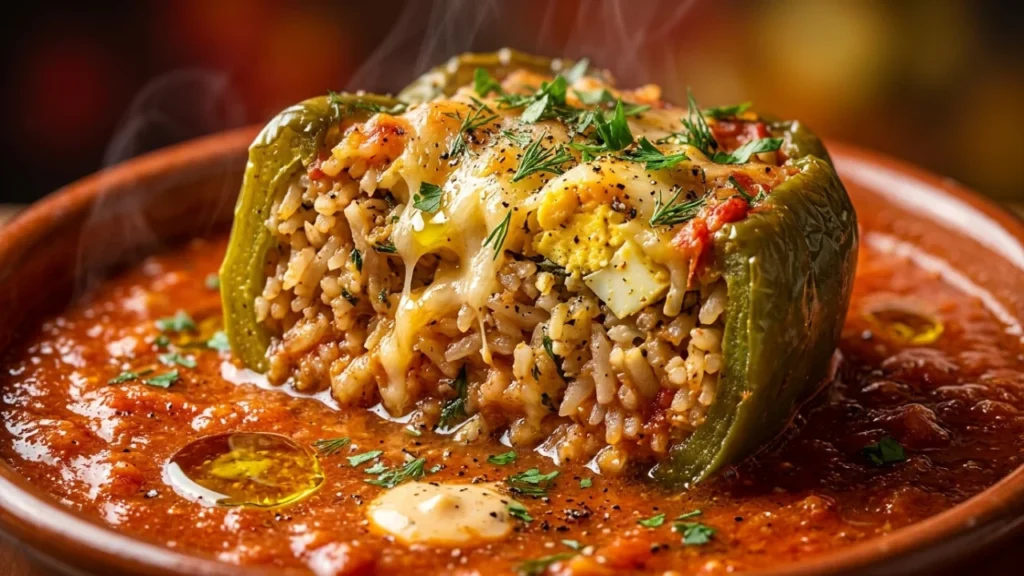 Punjene paprike sa rižom, sirom i jajima u paradajz sosu | Savršen recept