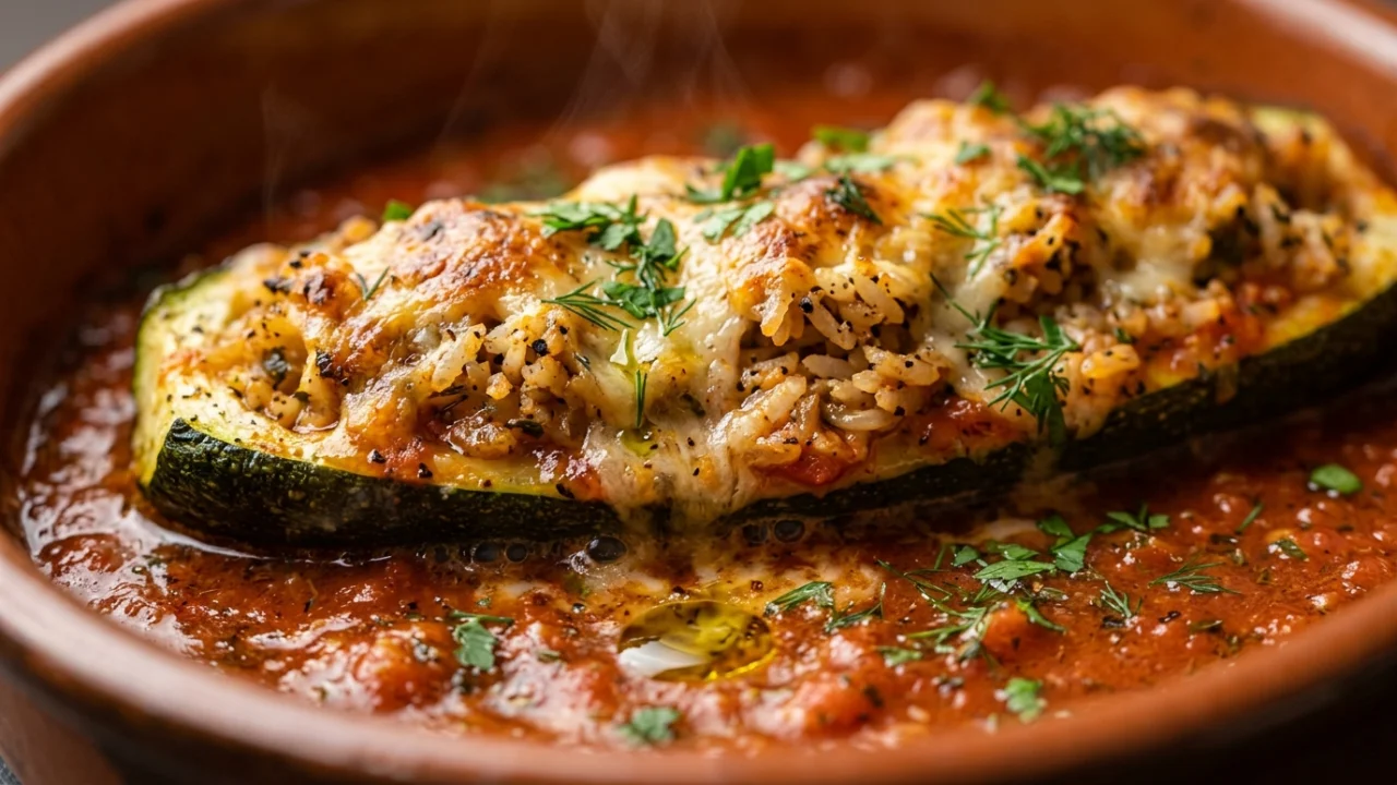 Punjene tikvice sa rižom, sirom i jajima u paradajz sosu | Recept & Tehnika
