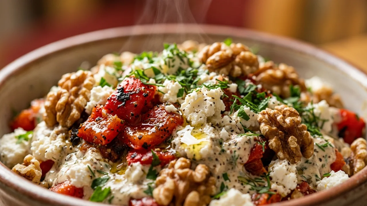 Slavska salata sa pečenim paprikama, sirom i orasima | Recept i tehnika