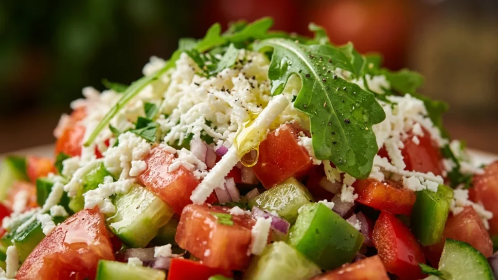 Šopska salata sa rukolom i maslinovim uljem: Savršenstvo ukusa i teksture | Recept