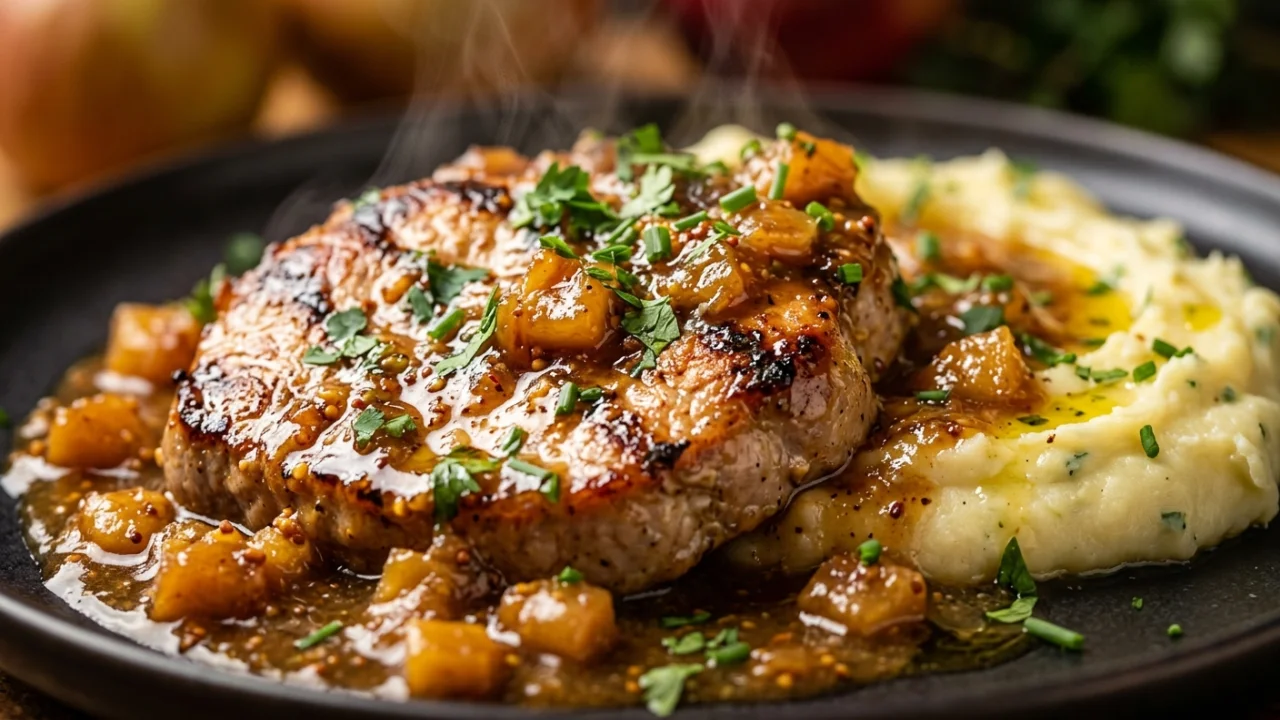 Svinjski odrezak u sosu od jabuke i senfe sa pire krompirom | Recept & Tehnika