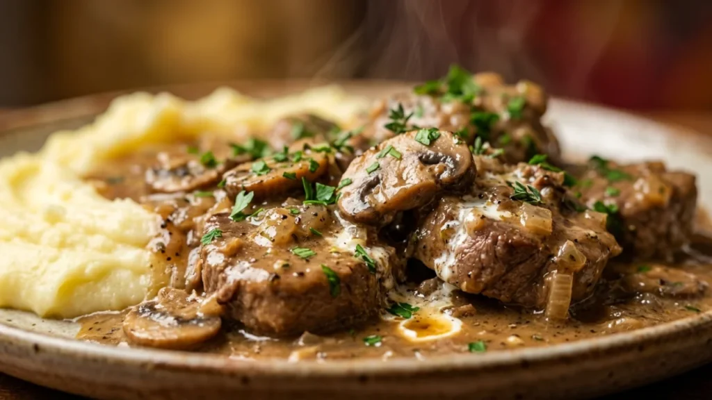 Teletina u sosu od gljiva i pavlake sa pire krompirom | Vrhunski recept