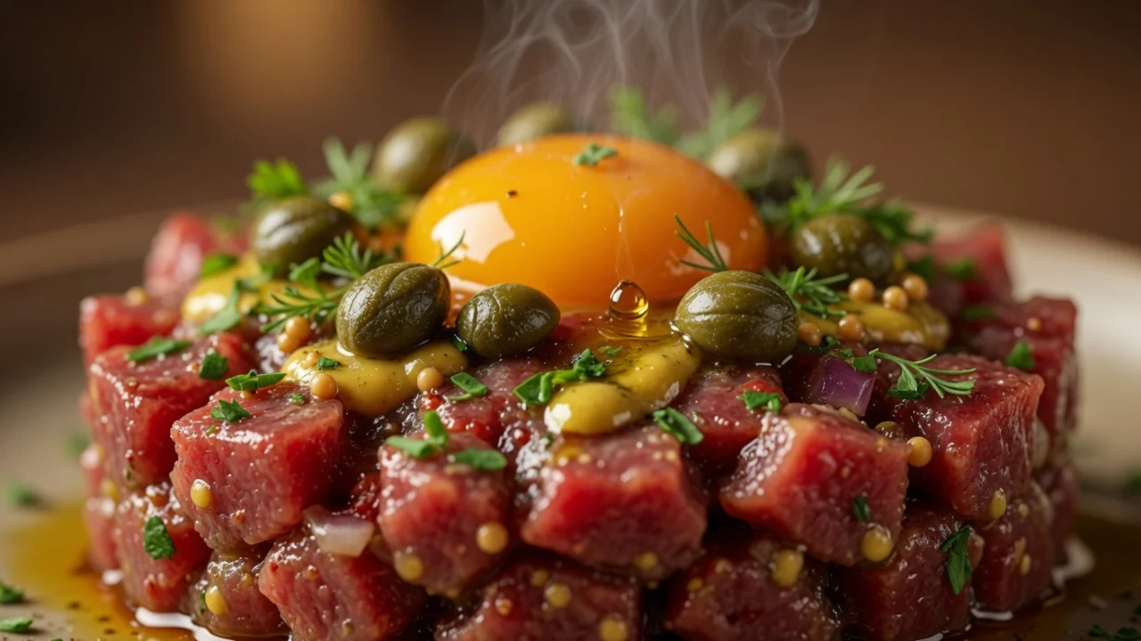 Beef Tartare sa Sirovim Jajetom, Kaparama i Senfom | Vrhunski Recept i Tehnika