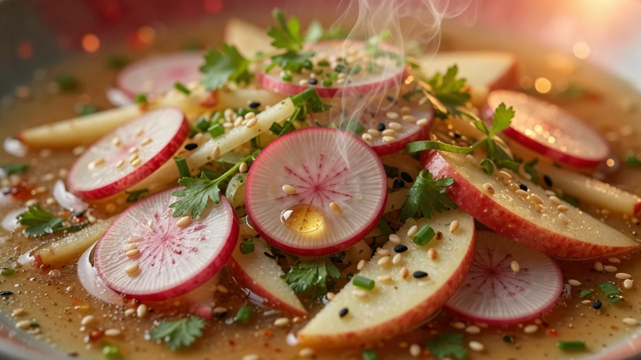 Japanska salata sa rotkvicama, jabukom i sesamom | Recept za svetlosnu salatu