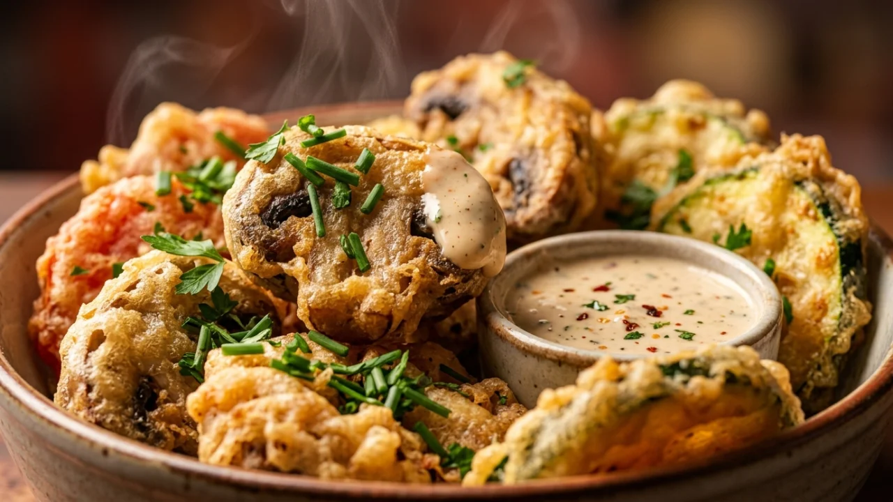 Savršena Tempura od Šampinjona i Tikvica sa Domaćim Dipom | Recept i Tehnika